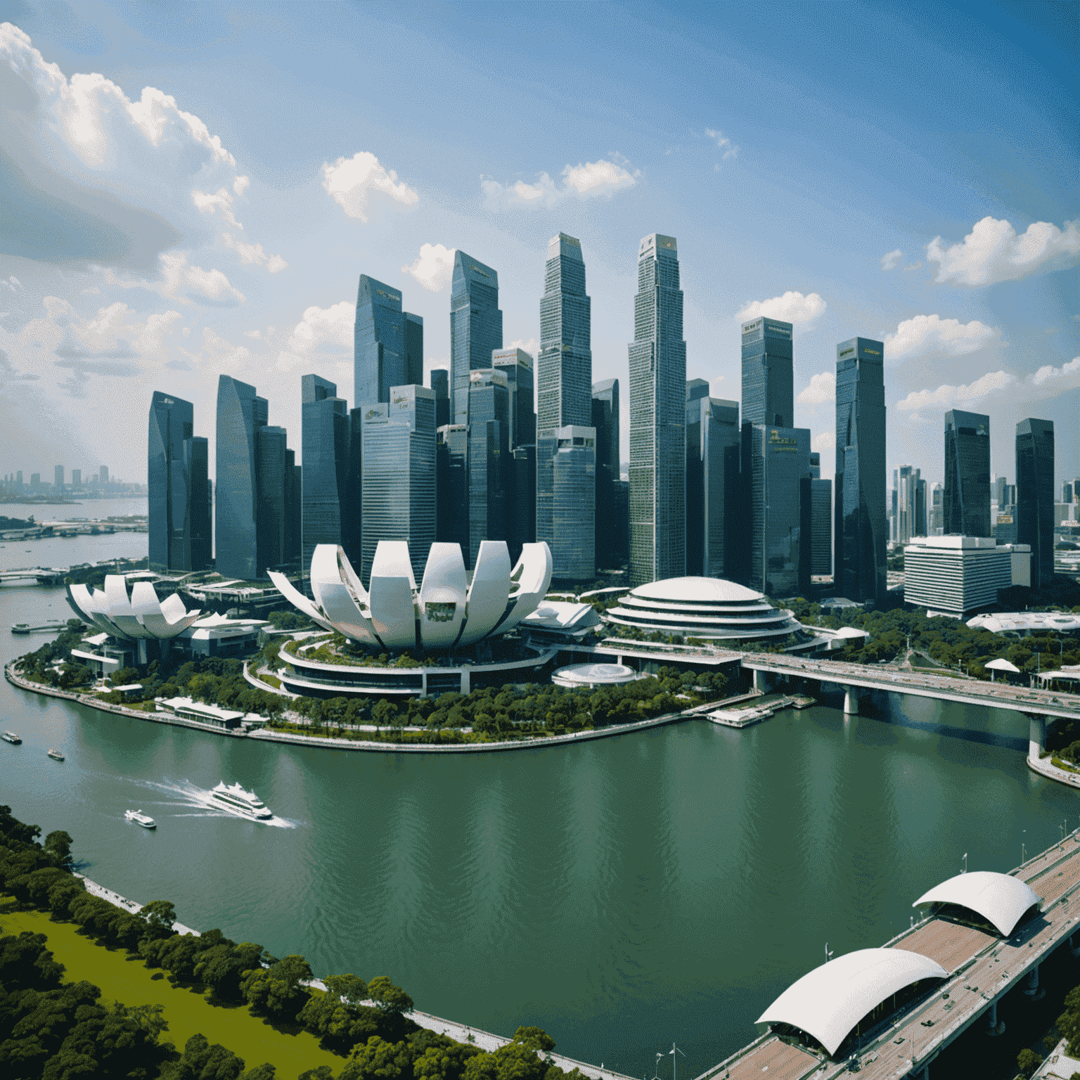 Singapore's modern skyline with iconic Marina Bay Sands and financial district, showcasing the city-state's economic prowess