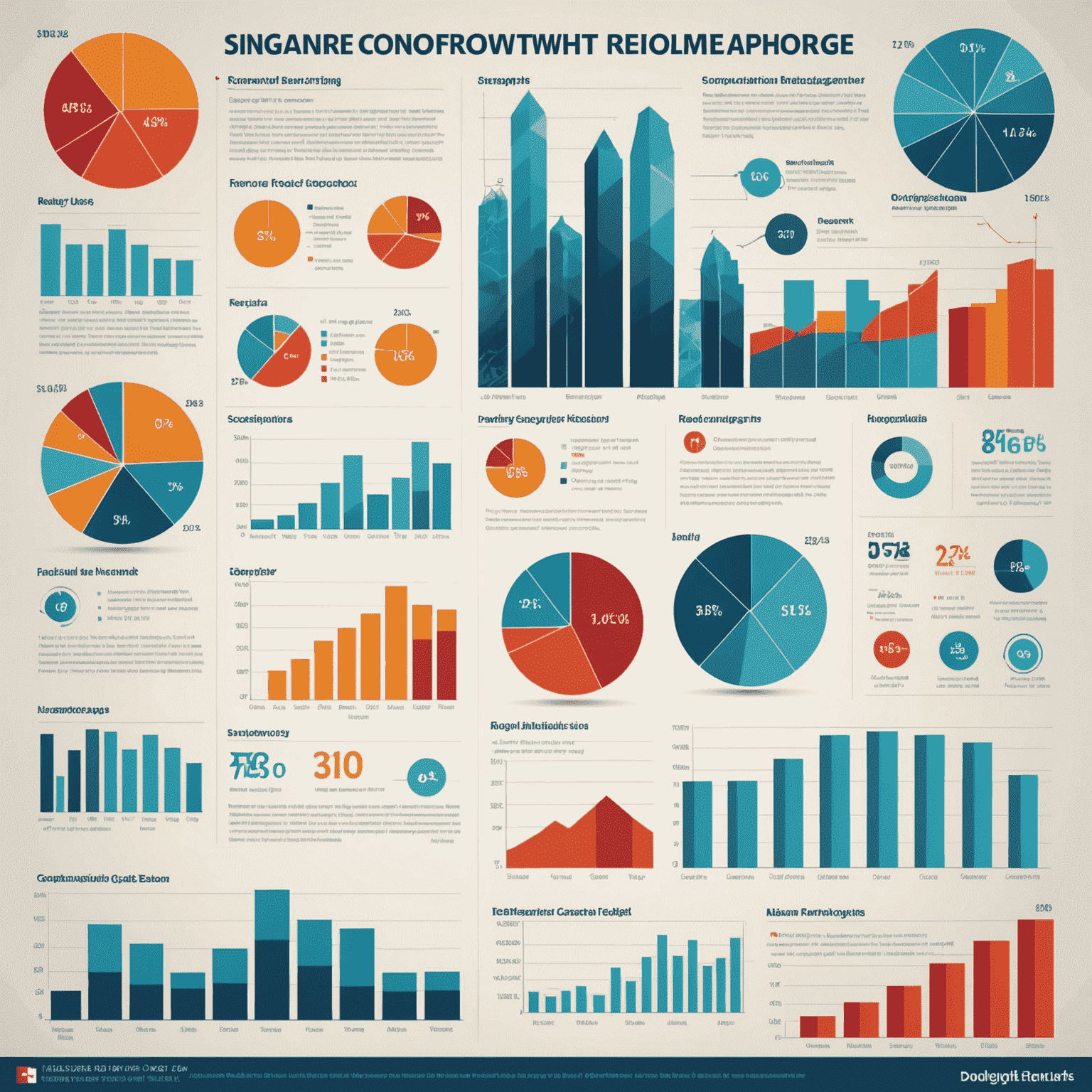 Infographic showing Singapore's economic growth charts and reform highlights, with icons representing various sectors affected by recent policy changes